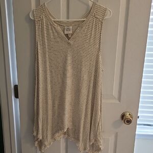 Knox Rose Beige Striped Tank Top